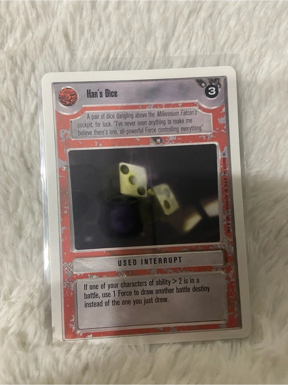 Han's Dice Star Wars CCG Card - Red Border with Dice Image